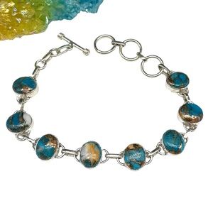 Spiny Oyster Kingman Turquoise Bracelet Solid 925 Sterling Silver